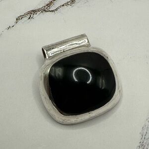 Taxco Silver Pendant with Black Onyx Stone